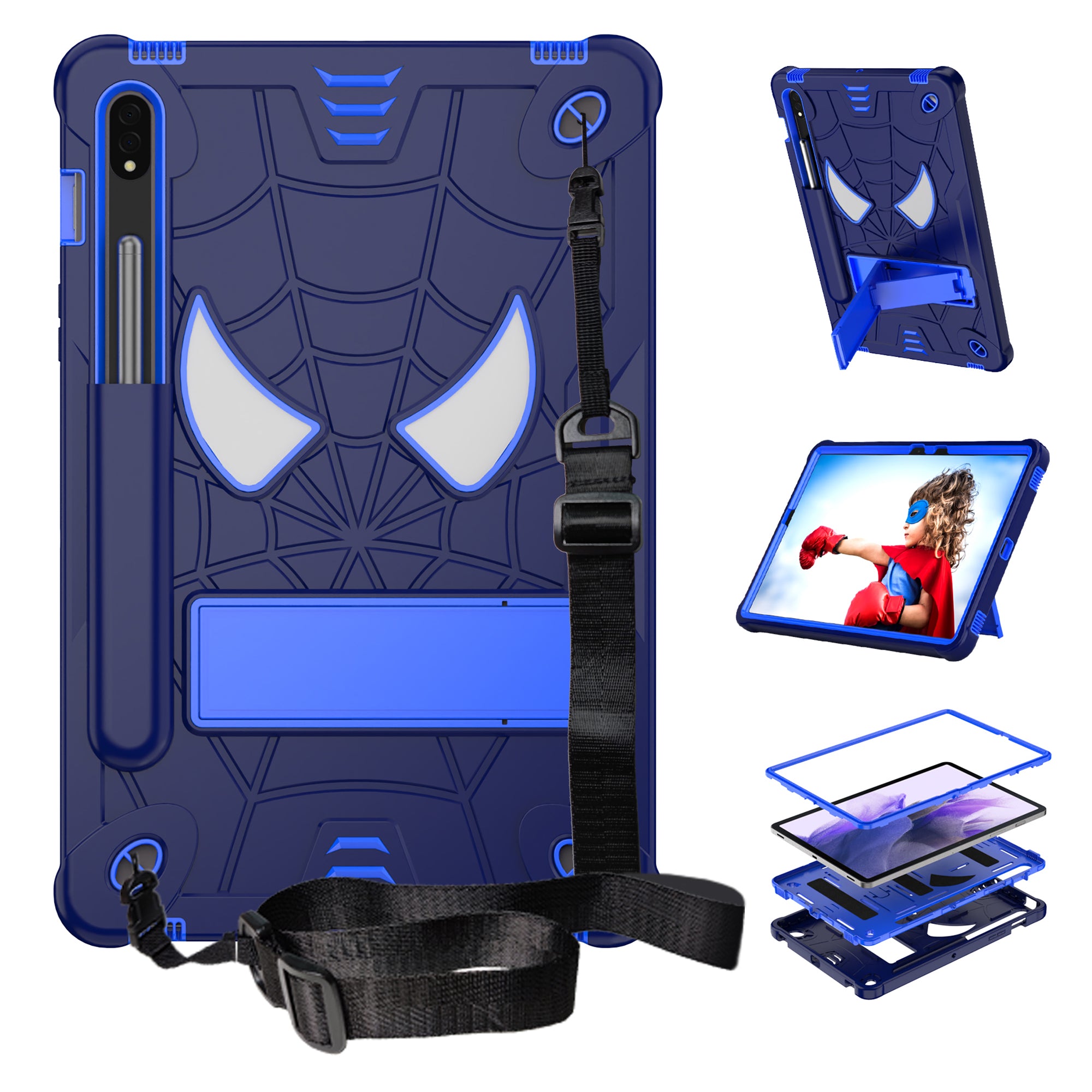 For Samsung Galaxy Tab S7 (T870 / 875) / Tab S8 Tablet Case Spider Style PC Silicone Kickstand Protective Cover For Samsung Galaxy Tab S7 (T870 / 875) / Tab S8 Tablet Case Spider Style PC Silicone Kickstand Protective Cover